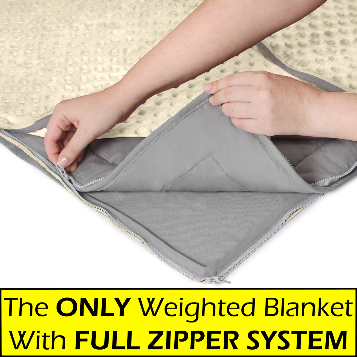 20 lb Weighted Blanket in Barcelona Beige with Patent Pending Zipper