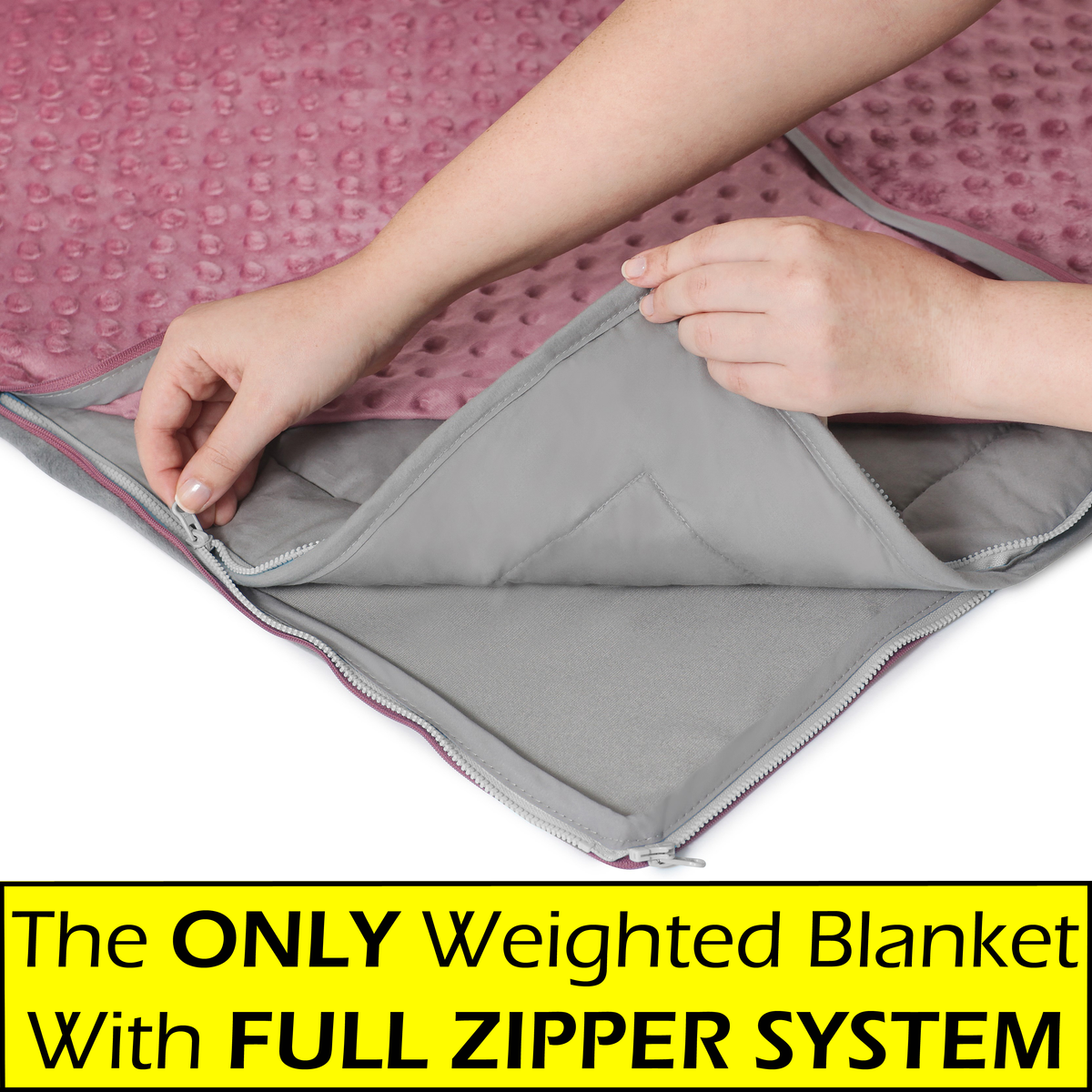 15 lb Weighted Blanket in Mauve with Patented Zipper System