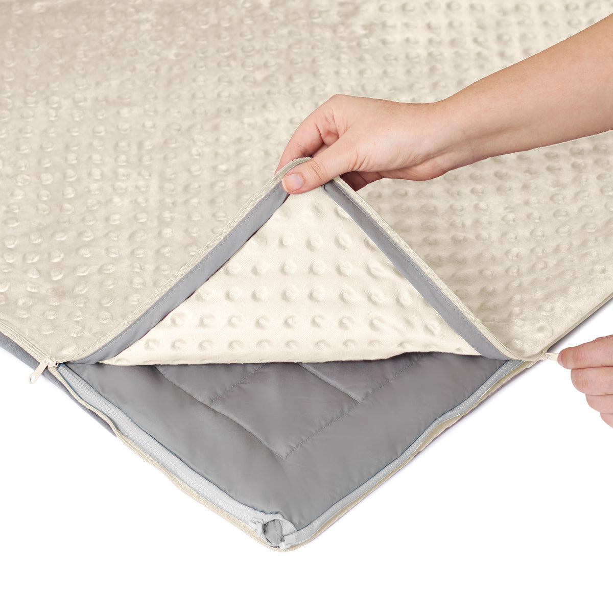 15 lb Weighted Blanket in Barcelona Beige Patented Zipper System