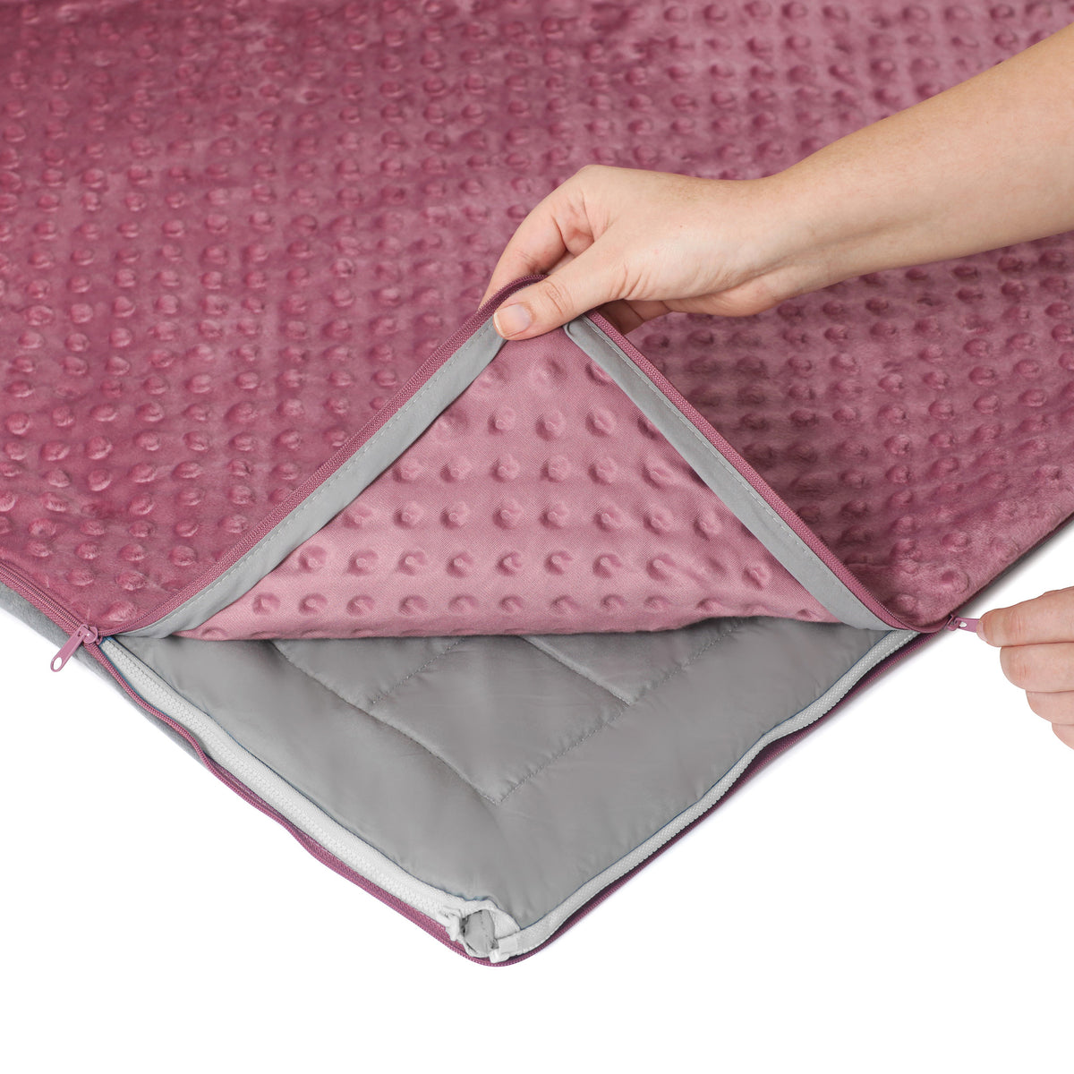 15 lb Weighted Blanket in Mauve with Patented Zipper System Serenity