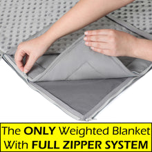 10 lb Weighted Blanket | Silky MicroPeach Fabric | 40”x75” | Twin Size | London Grey | Exclusive Stay-Put Zipper System