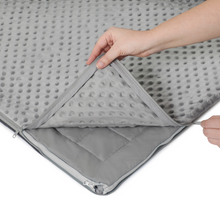 10 lb Weighted Blanket | Silky MicroPeach Fabric | 40”x75” | Twin Size | London Grey | Exclusive Stay-Put Zipper System