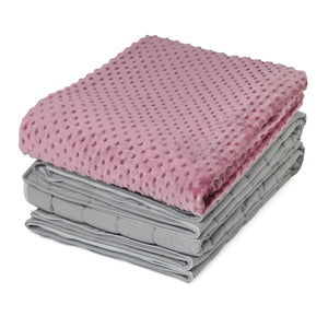 15 lb Weighted Blanket | Silky MicroPeach Fabric | 60”x80” | Queen Size | Milan Mauve | Exclusive Stay-Put Zipper System