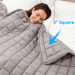 20 lb Weighted Blanket | Silky MicroPeach Fabric | 60”x80” | Queen Size | London Grey | Exclusive Stay-Put Zipper System