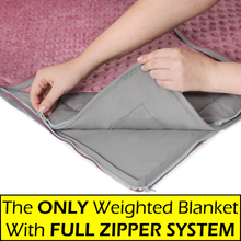 15 lb Weighted Blanket | Silky MicroPeach Fabric | 60”x80” | Queen Size | Milan Mauve | Exclusive Stay-Put Zipper System