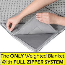 15 lb Weighted Blanket | Silky MicroPeach Fabric | 60”x80” | Queen Size | London Grey | Exclusive Stay-Put Zipper System