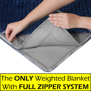 15 lb Weighted Blanket in Royal Navy with Patented Zipper System Serenity Engineered Weighted Blanket